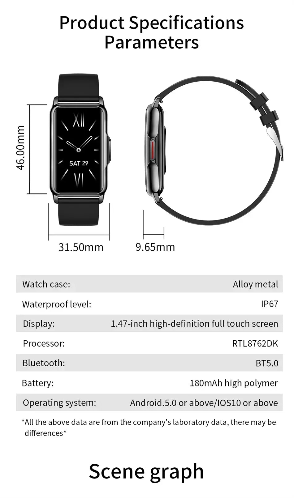Riafu Smartwatch for Men & Women – Full Touch Fitness & Health Tracker