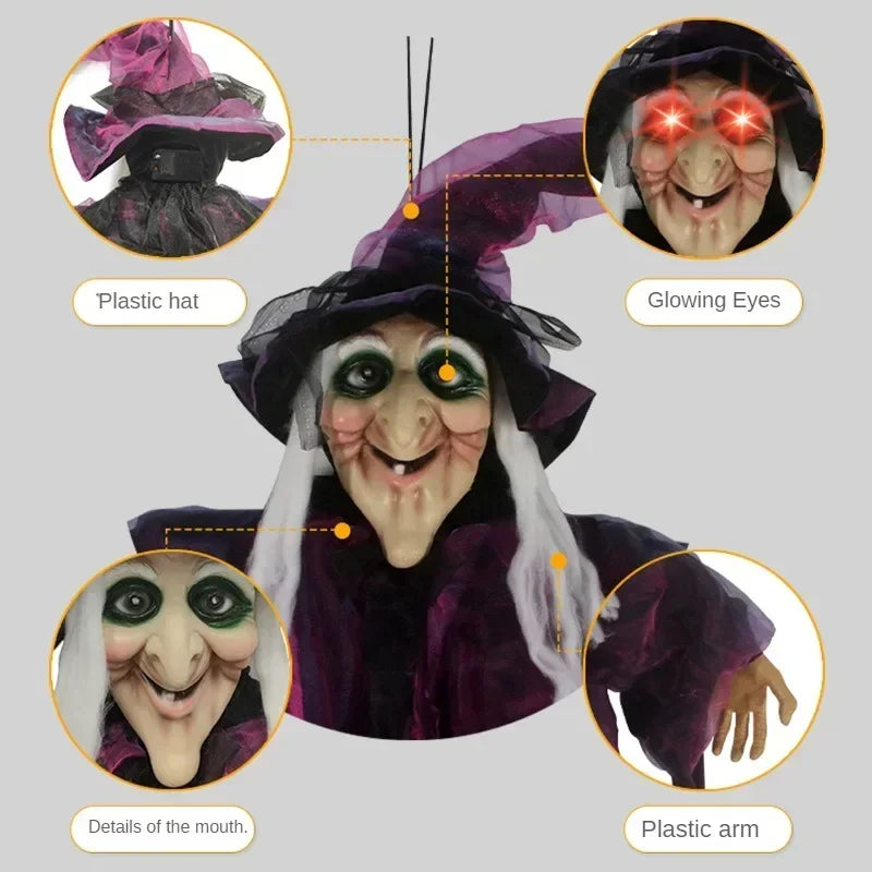 71 Inch Talking Witch Halloween Prop with Glowing Red Eyes