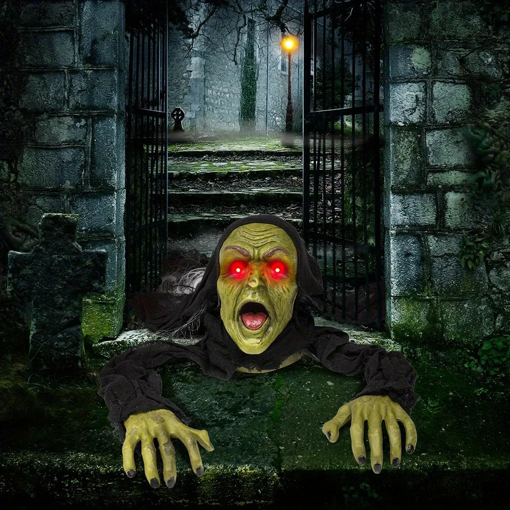 Halloween Zombie Groundbreaker Yard Prop with Scream and Red Eyes