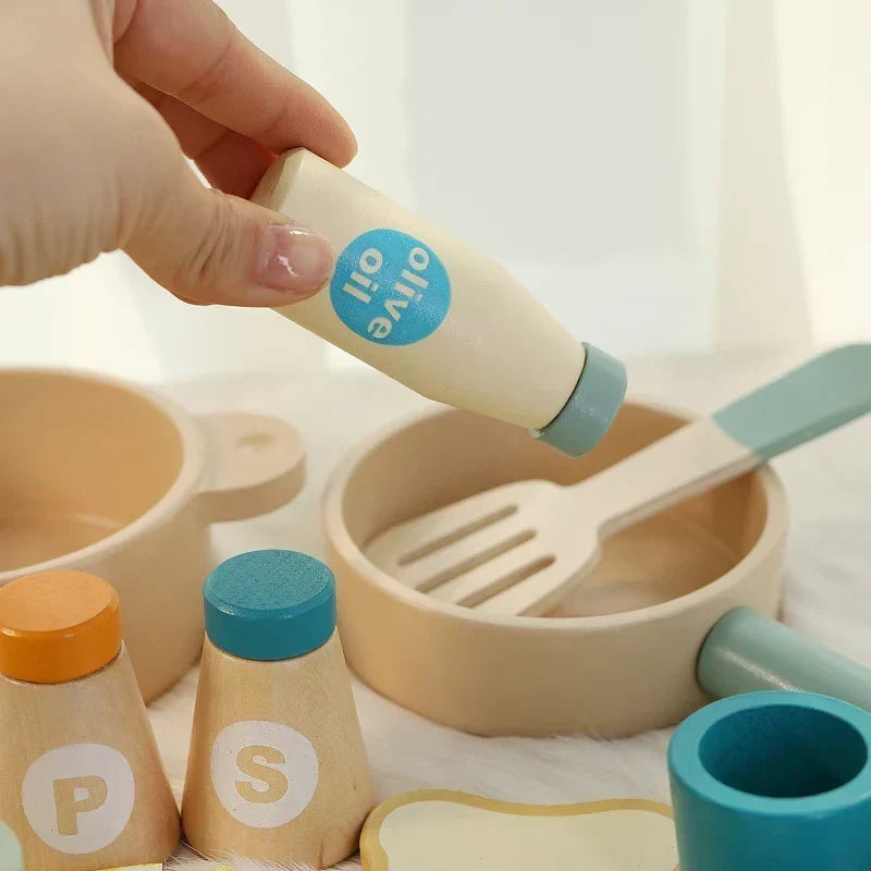 Wooden Cooking Set with Play Food