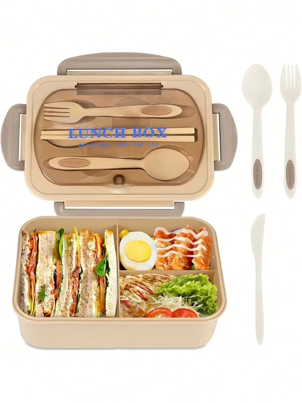 Bento Lunch Box with Utensils | 4 Compartments & Leak-Proof Design
