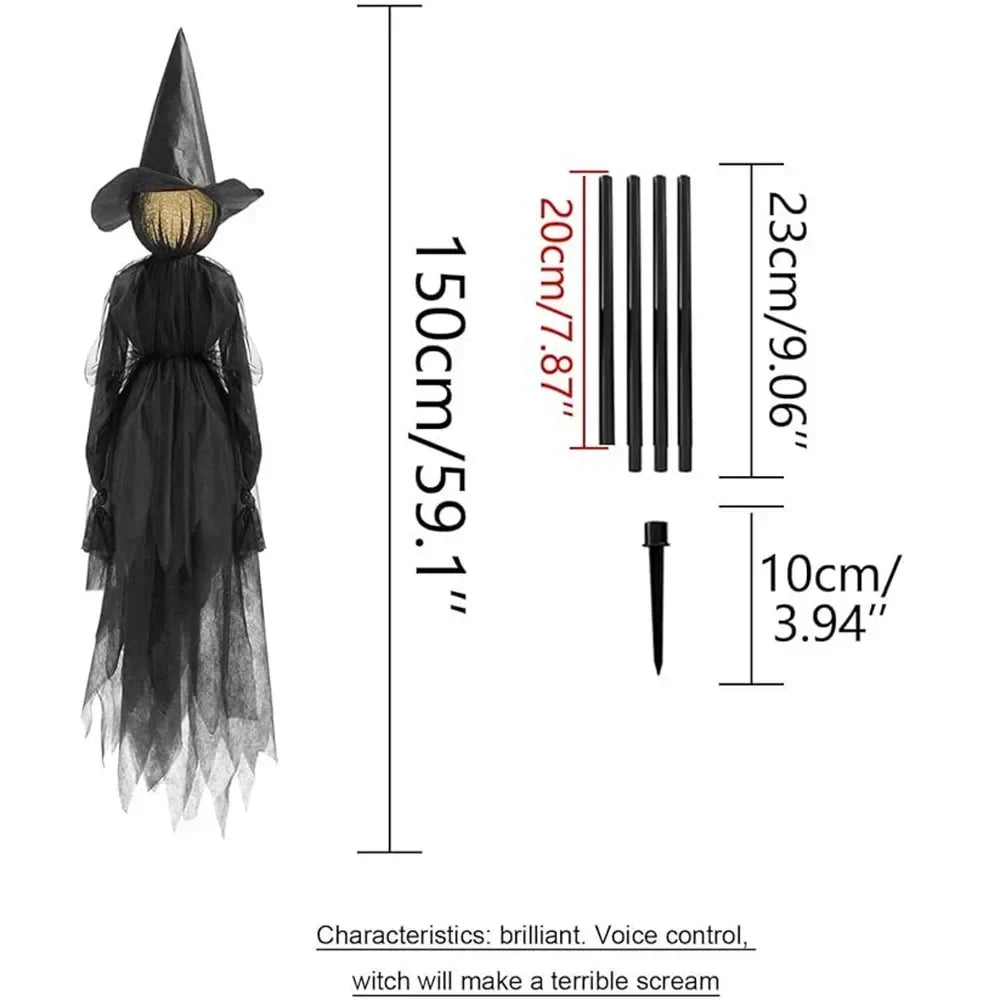 Hand-Holding Witches Halloween Yard Decor with Light-Up Heads