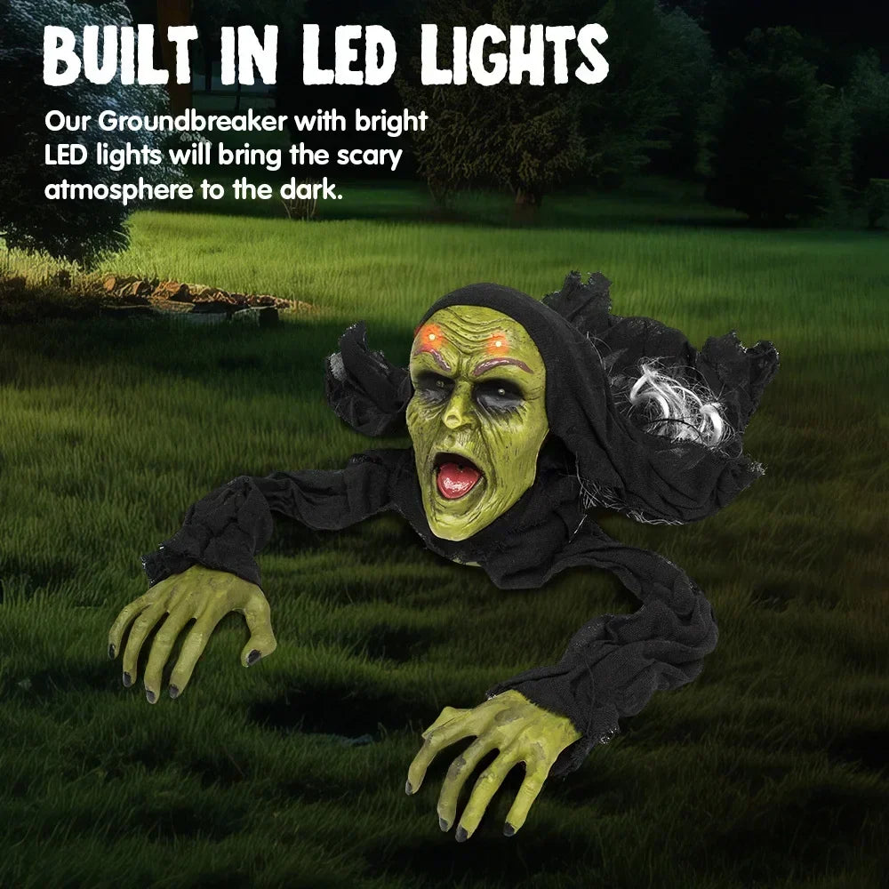 Halloween Zombie Groundbreaker Yard Prop with Scream and Red Eyes