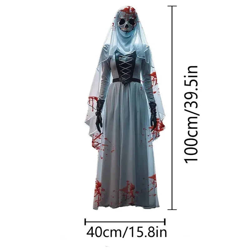 Halloween Horror Skull Bride Backdrop Cloth, Haunted House Banner