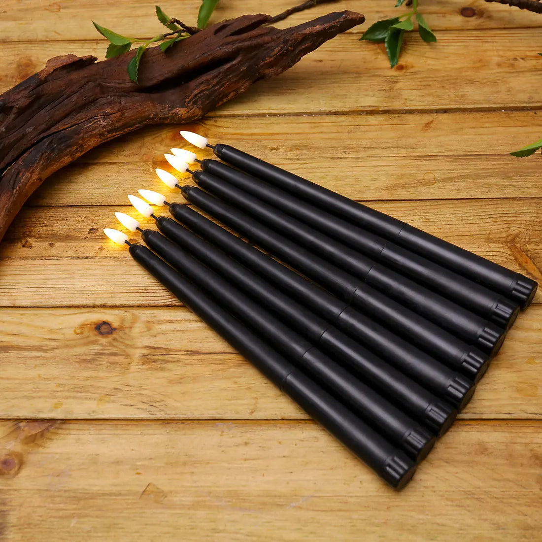 LED Taper Candles | Remote Control Black Set With Timer