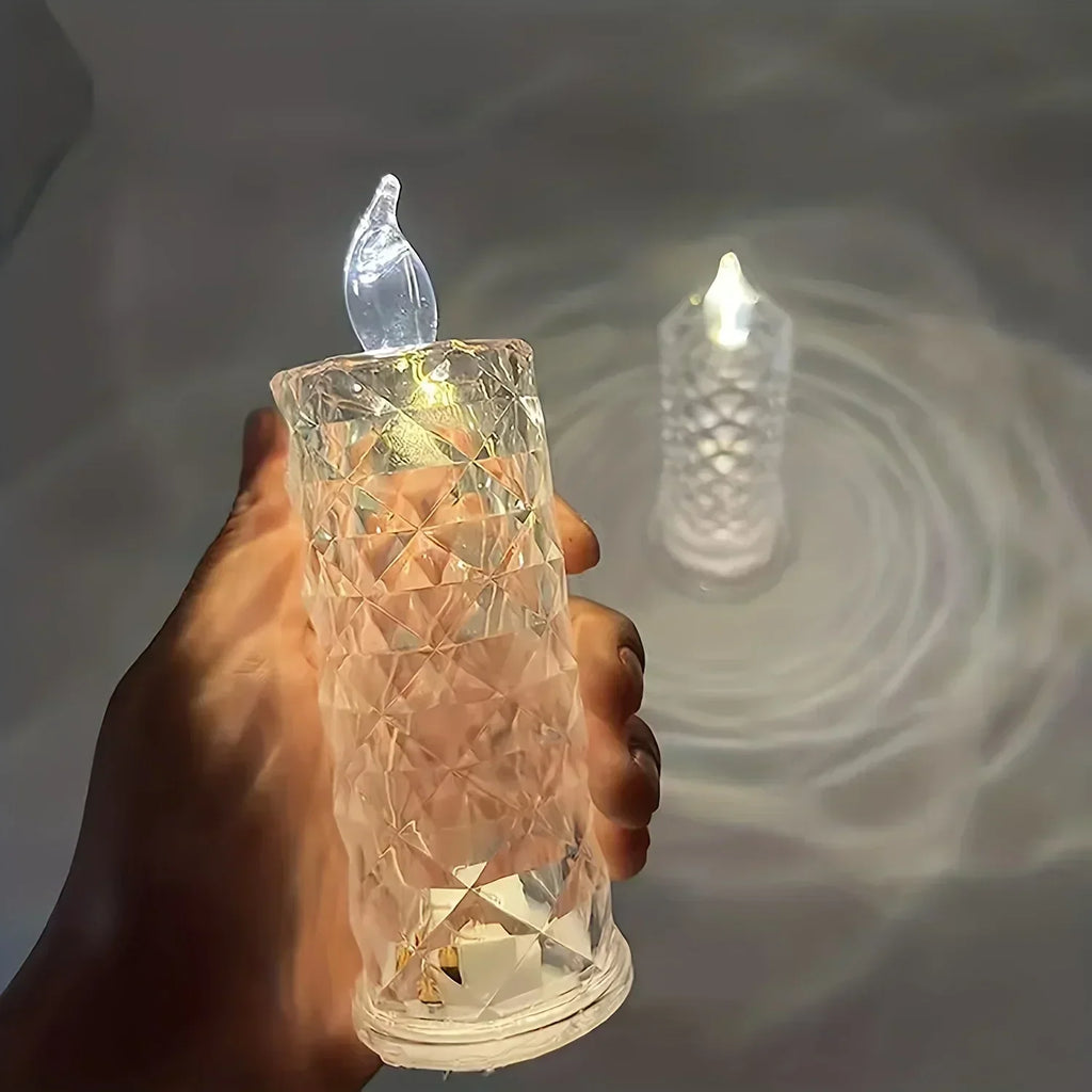 LED Flameless Candle | Crystal Glass Pattern Design