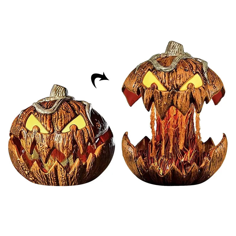 Halloween Pop-Up Pumpkin Head with Yellow LED Eyes and Moving Mouth