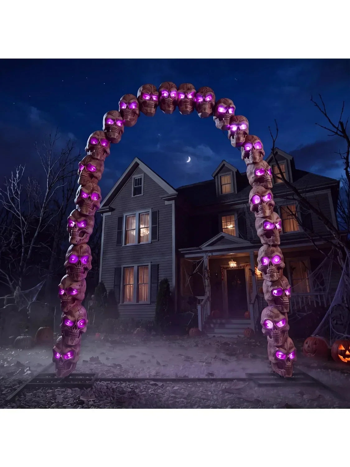 7.2 ft Halloween Skull Archway with RGB LED Lights and Motion Sensor