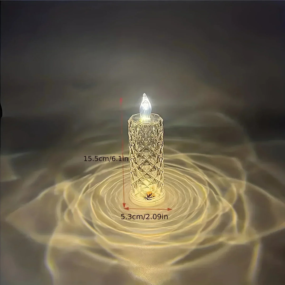 LED Flameless Candle | Crystal Glass Pattern Design