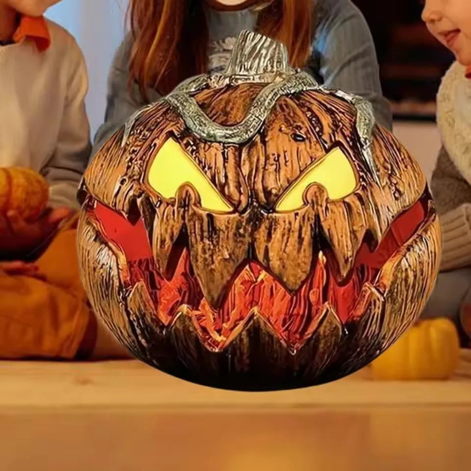 Halloween Pop-Up Pumpkin Head with Yellow LED Eyes and Moving Mouth
