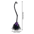 Halloween Witch Broom Costume Prop with Colorful Ribbons, Black