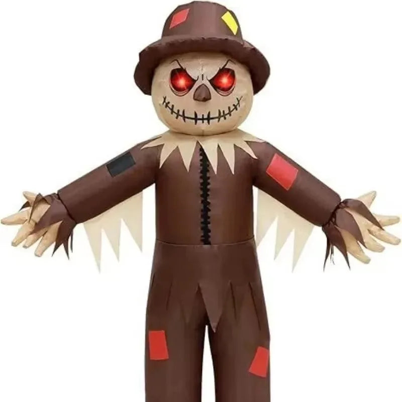 Inflatable Scarecrow Halloween Costume for Adults with Red Eyes