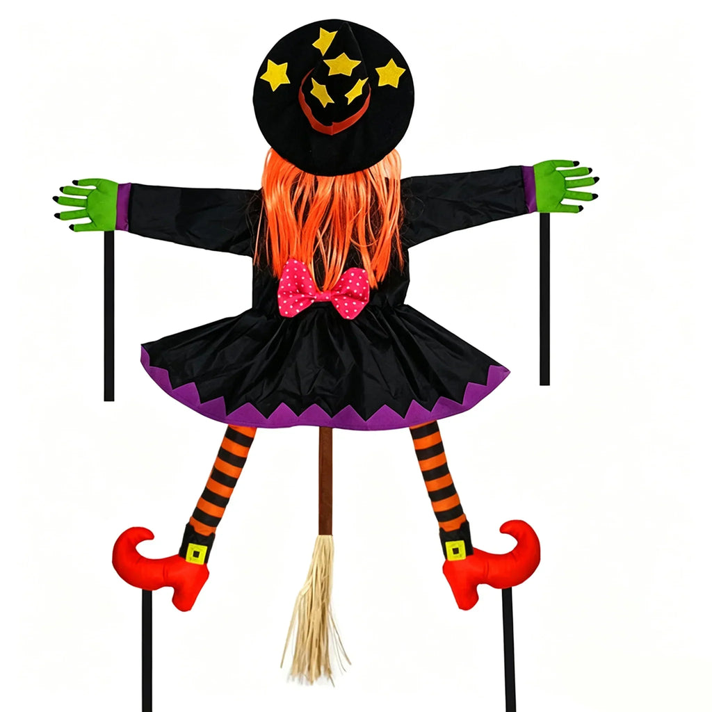 Crashing Witch Into Tree Halloween Decoration, Funny Yard Prop