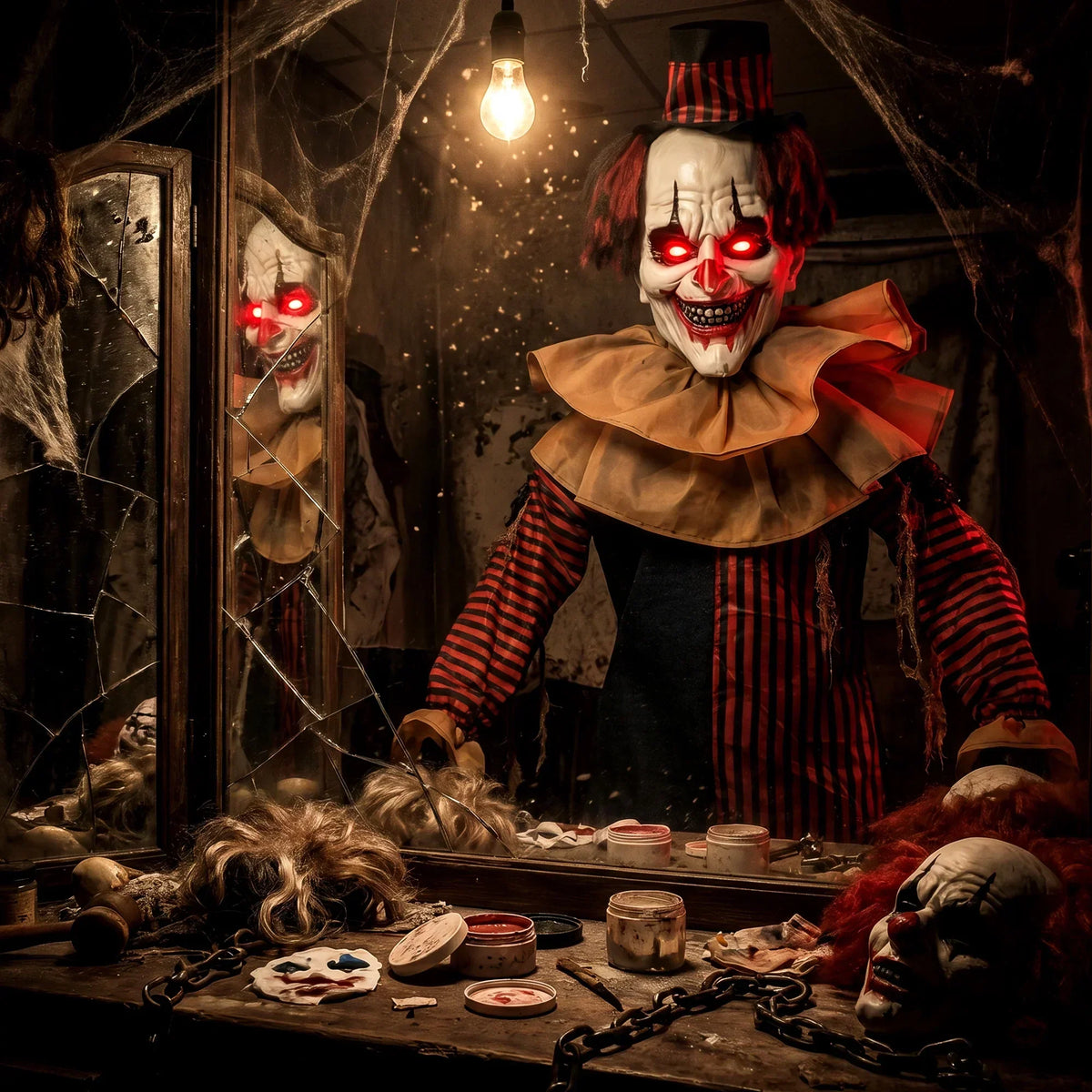 94.5 Inch Animated Clown Halloween Prop with Light-Up Eyes and Sound