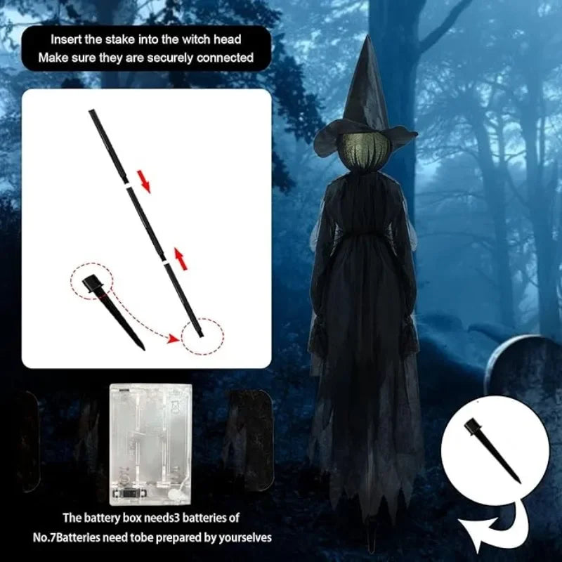 Hand-Holding Witches Halloween Yard Decor with Light-Up Heads