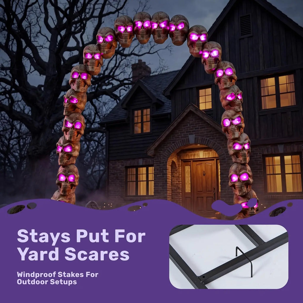 7.2 ft Halloween Skull Archway with RGB LED Lights and Motion Sensor