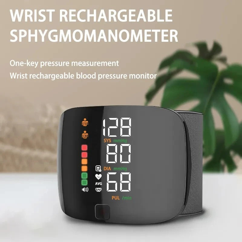 Riafu – Smart Wrist Blood Pressure Monitor with Voice Alerts & LCD Screen | Portable Health Tracker for Accurate Readings