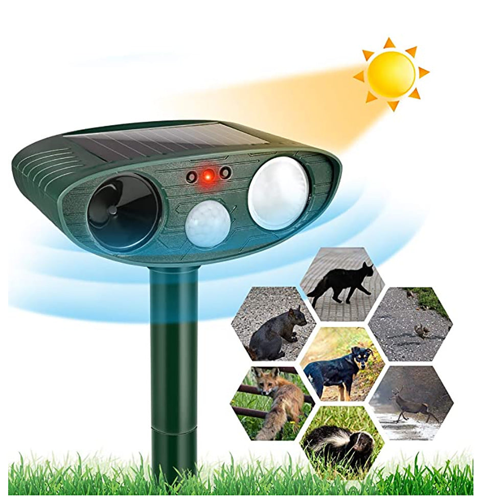 Riafu Solar Powered Ultrasonic Rabbit Repeller – Humane Garden Protection with Flashing Light
