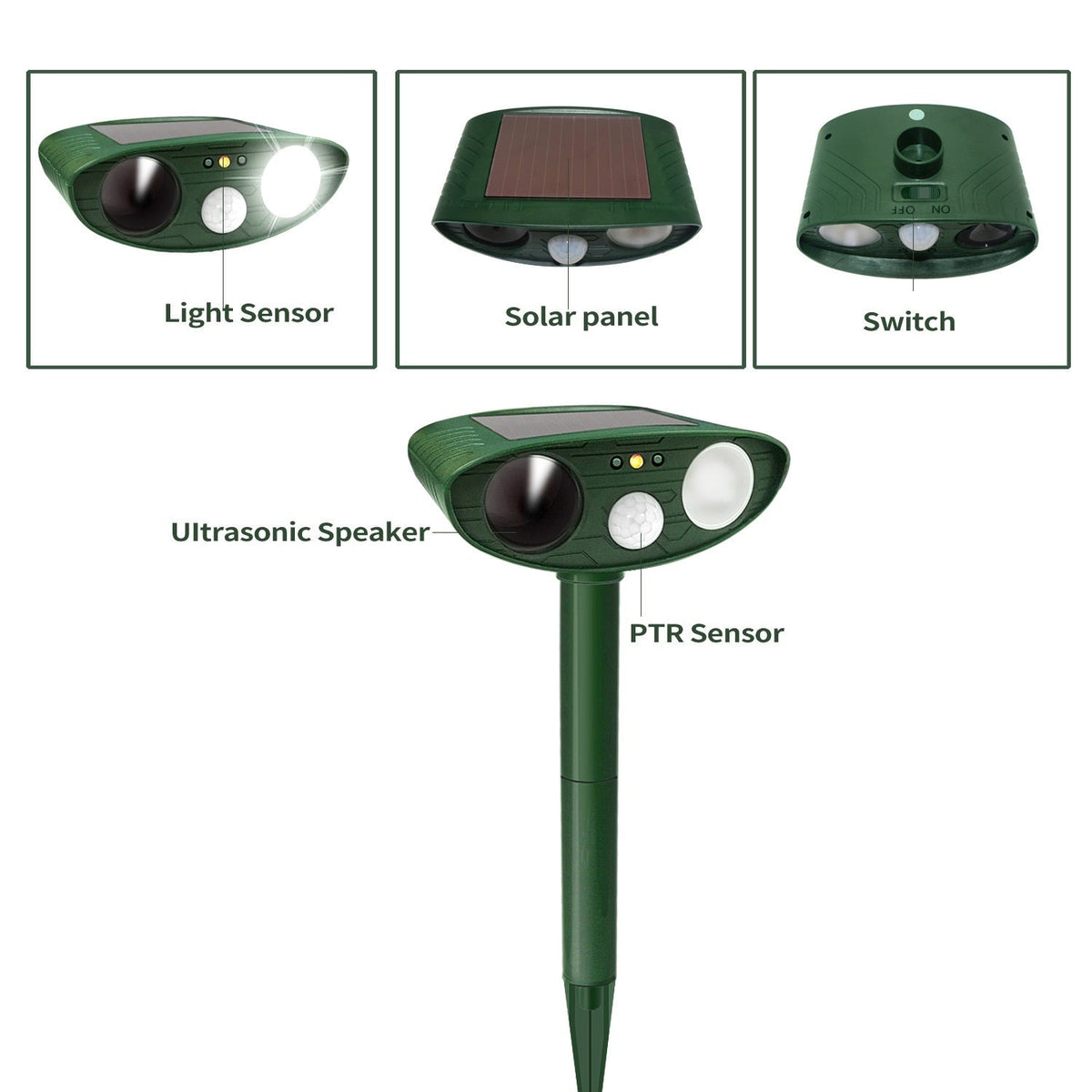 Riafu Solar Powered Ultrasonic Rabbit Repeller – Humane Garden Protection with Flashing Light