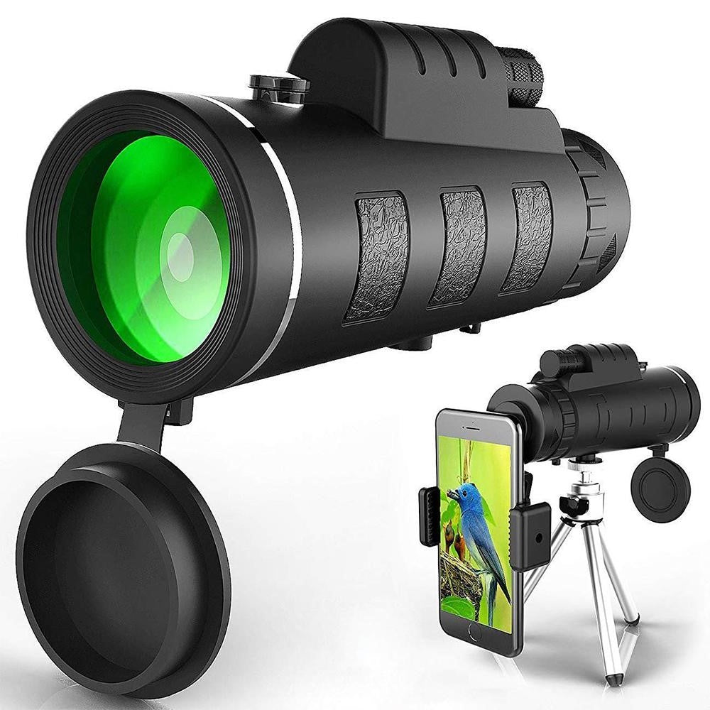 Riafu 10X HD Monocular - High Power Monocular With Smartphone Holder & Tripod