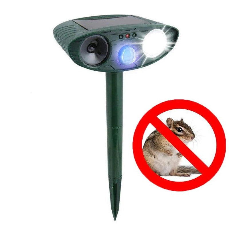 Riafu Solar Powered Ultrasonic Rabbit Repeller – Humane Garden Protection with Flashing Light