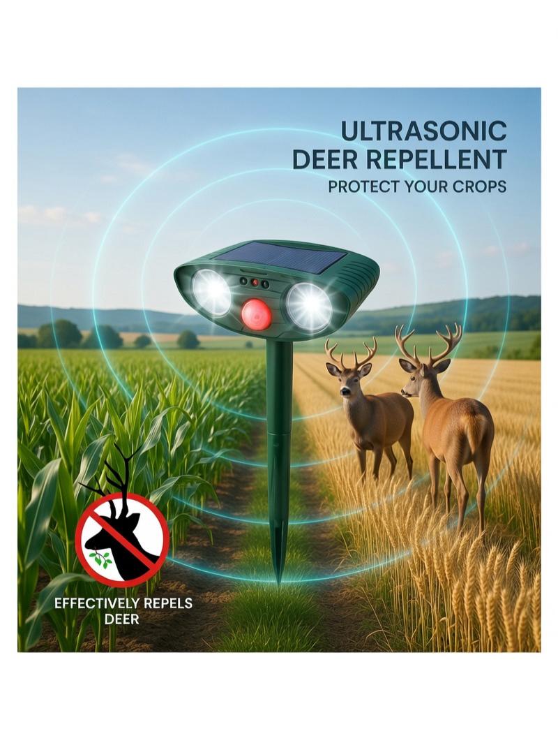 Riafu Ultrasonic Solar Deer Repeller – Motion Sensor Animal Deterrent for Garden & Yard