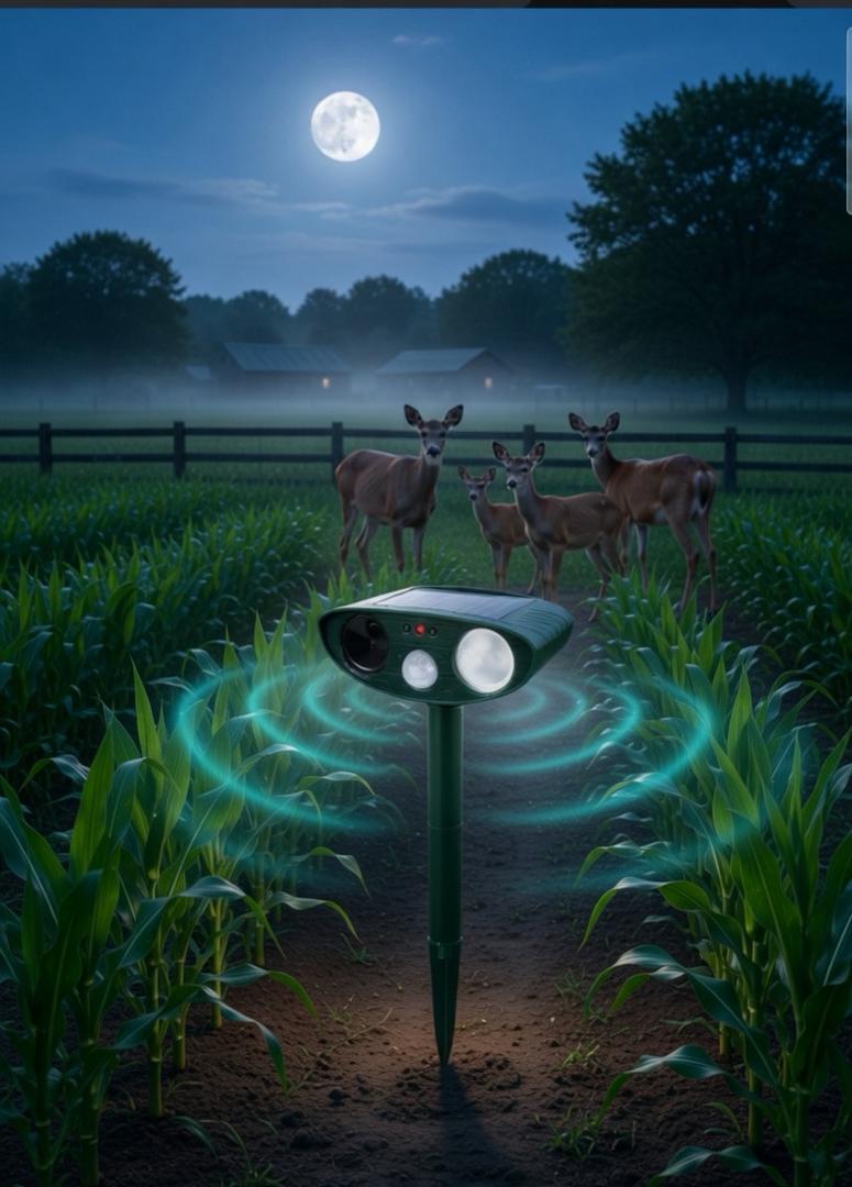 Riafu Ultrasonic Solar Deer Repeller – Motion Sensor Animal Deterrent for Garden & Yard