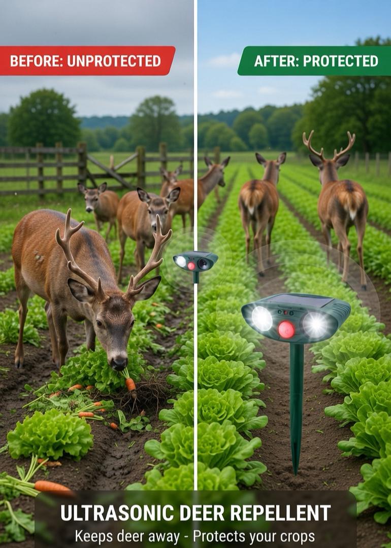 Riafu Ultrasonic Solar Deer Repeller – Motion Sensor Animal Deterrent for Garden & Yard
