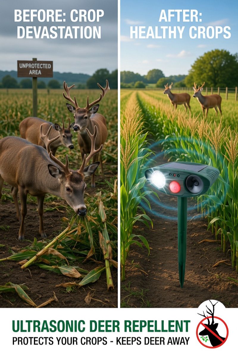 Riafu Ultrasonic Solar Deer Repeller – Motion Sensor Animal Deterrent for Garden & Yard