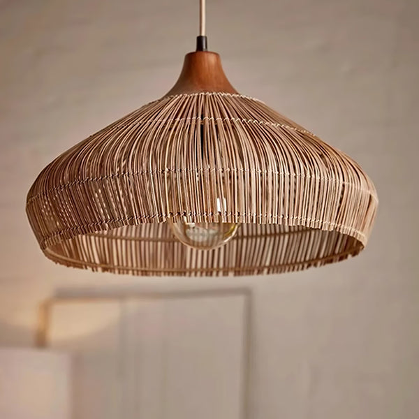 Woven Rattan Pendant Light | Natural Dome Shade Design