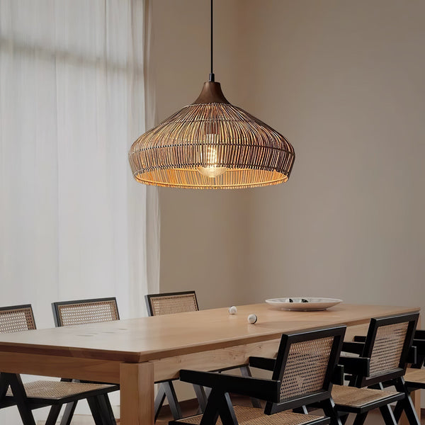 Woven Rattan Pendant Light | Natural Dome Shade Design
