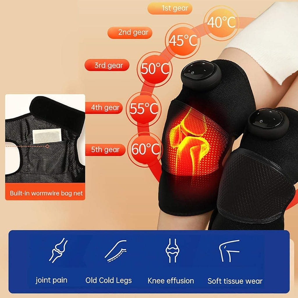 Wireless Knee Massager with Heating and Vibrations, USB-C
