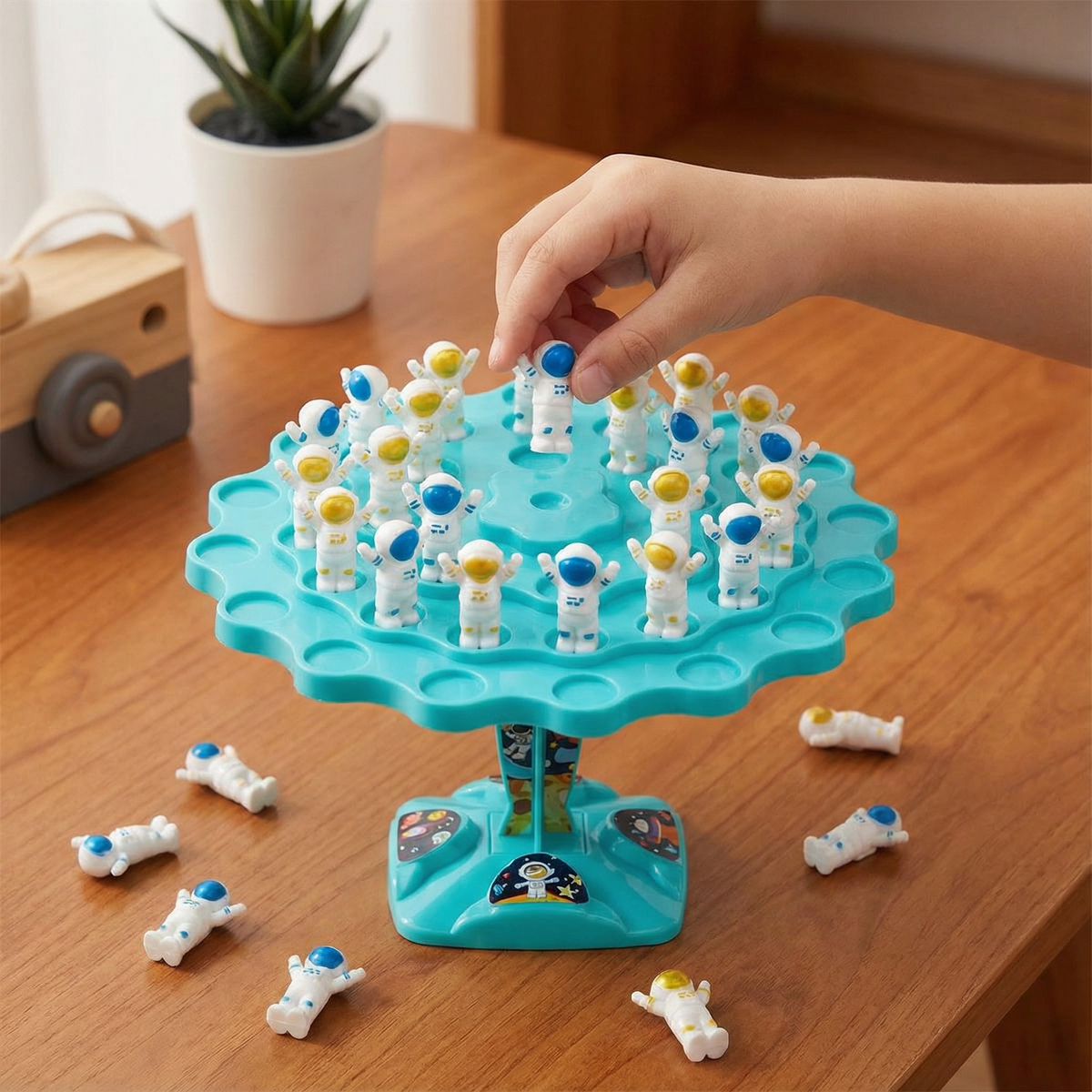 Astronaut Stacking Game with Spinner and Dice, Space Themed Figures