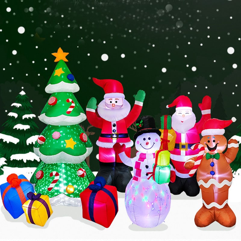 Christmas Yard Decorations Inflatable LED Lights Outdoor Lawn Display with Glowing Figures