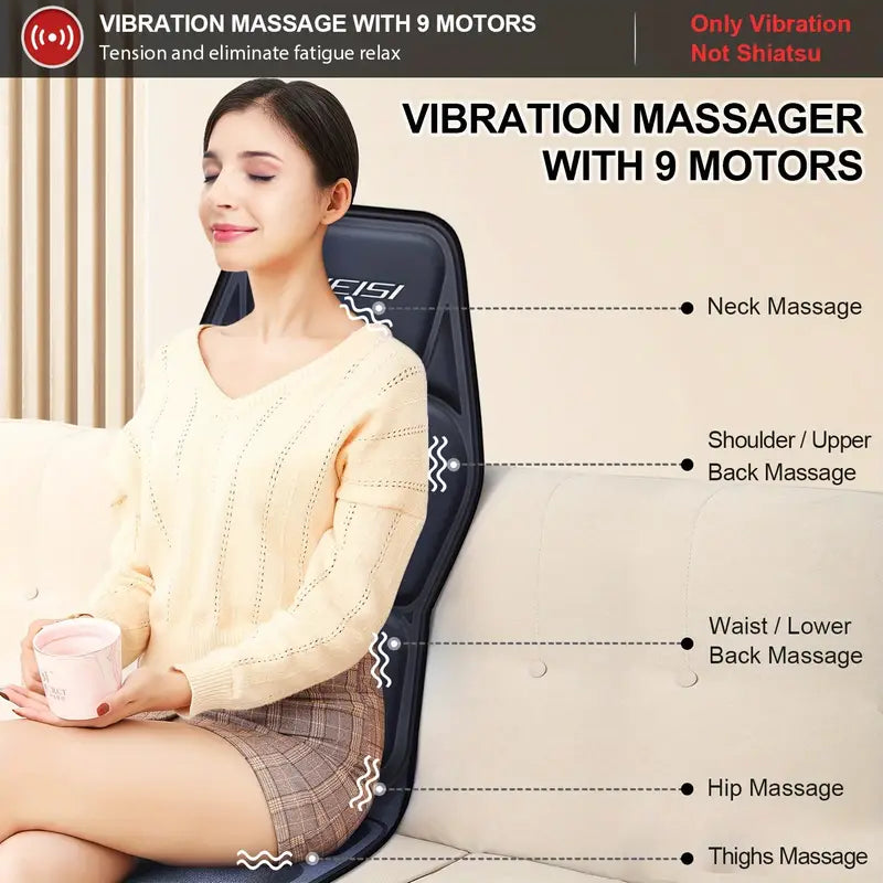 Riafu Full Back Massager with Heat – Shiatsu Chair Pad, Deep-Kneading, Adjustable Intensity