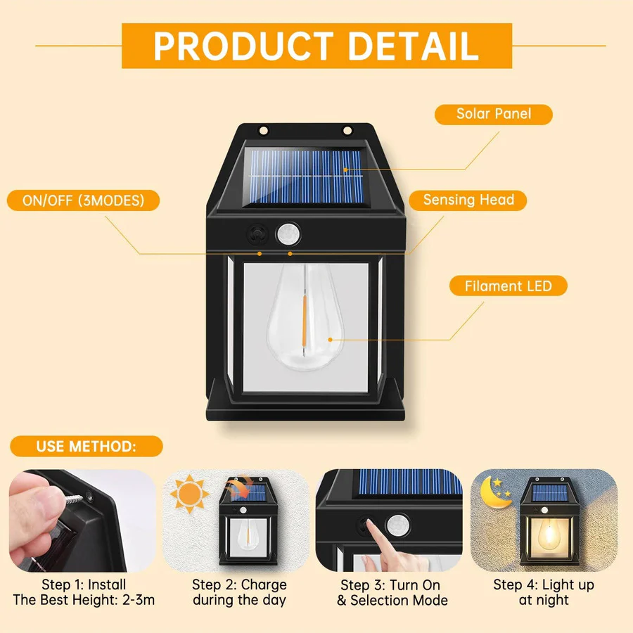 Riafu Solar Wall Lamp Outdoor, Set of 2