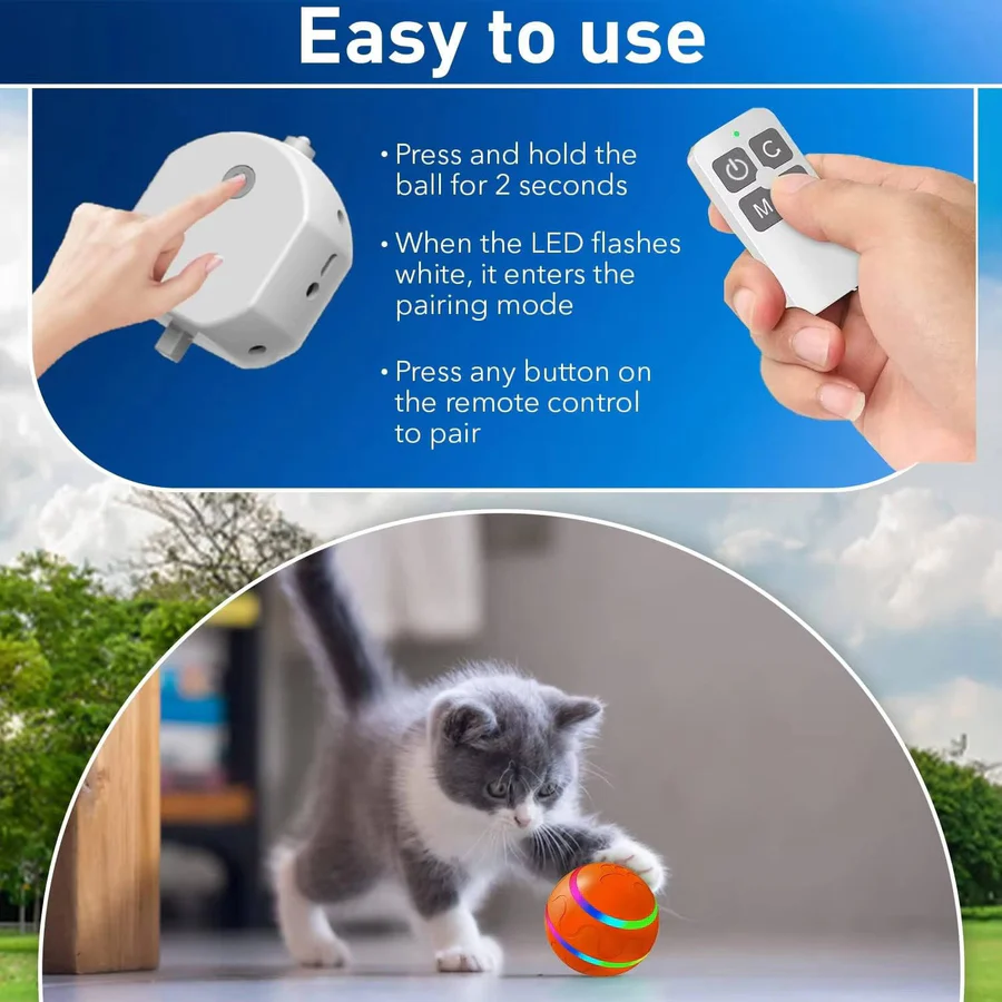 Riafu Dog and Cat Interactive Ball Toy – Self-Rolling Pet Toy for Indoor Fun