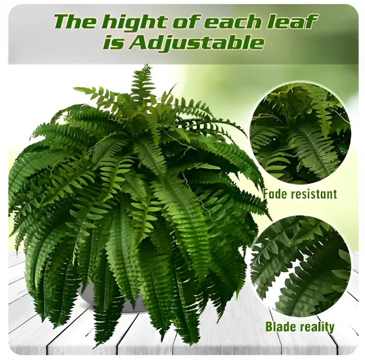 Riafu UV Resistant Artificial Boston Fern – Lifelike Outdoor & Indoor Hanging Plant