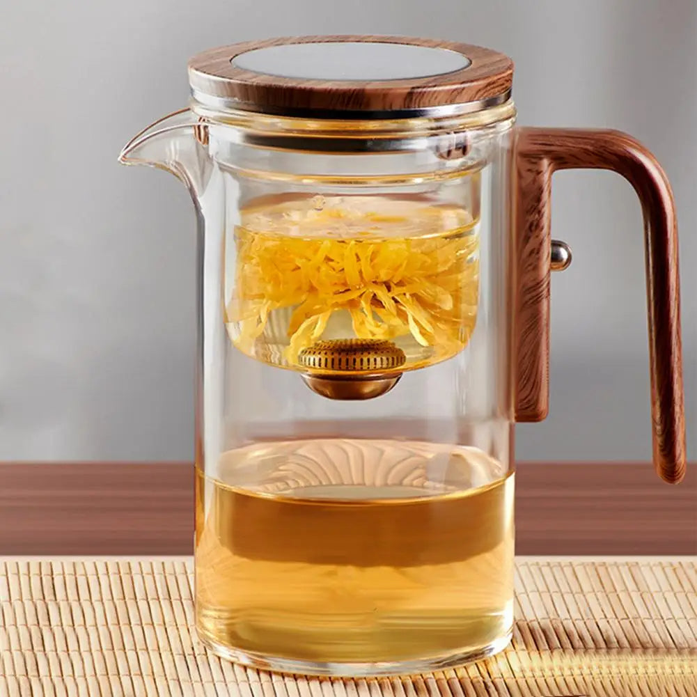 Glass Teapot with Removable Infuser and Wooden Handle