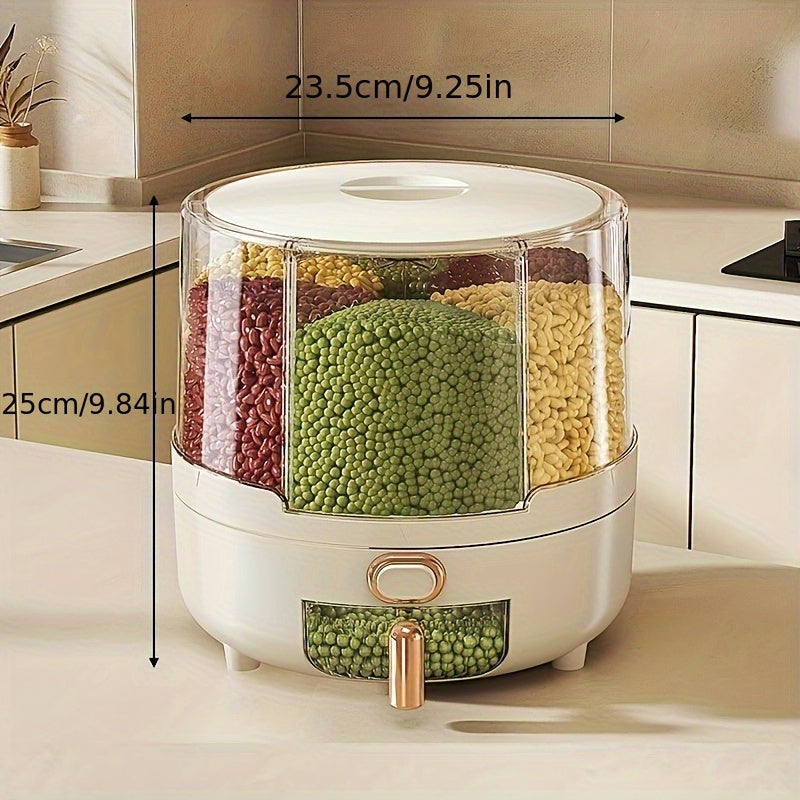 Rotating Airtight Food Storage Container | Large-Capacity Grain & Cereal Dispenser with 360° Design