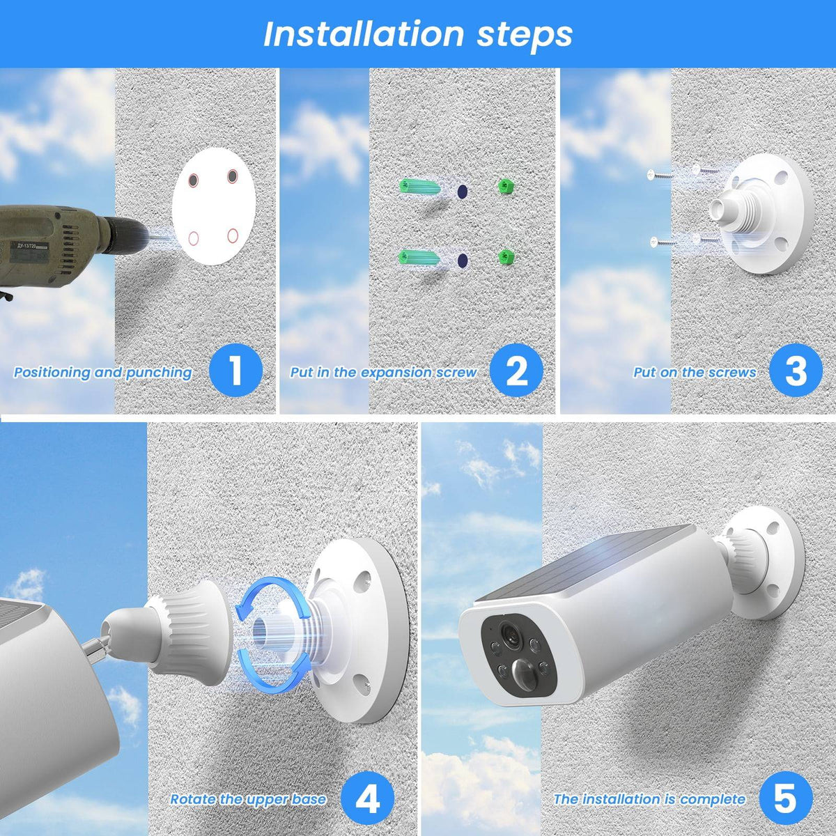 Riafu Outdoor Solar Security Cameras – Wireless Design with Motion Sensor & Night Vision