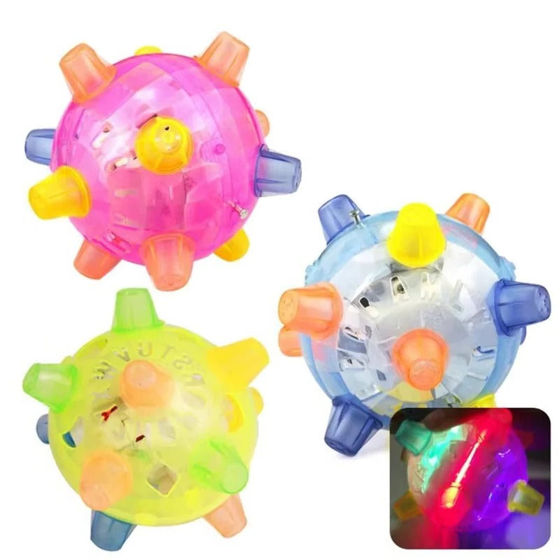 Interactive Bouncing Dog Toy with LED Lights and Sound