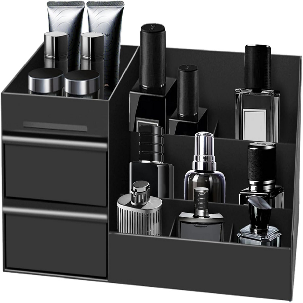 Bathroom Counter Organizer with Non-Slip Base and Multiple Compartments