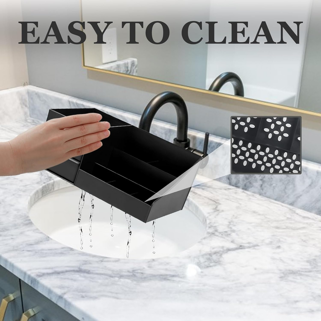 Bathroom Counter Organizer with Non-Slip Base and Multiple Compartments