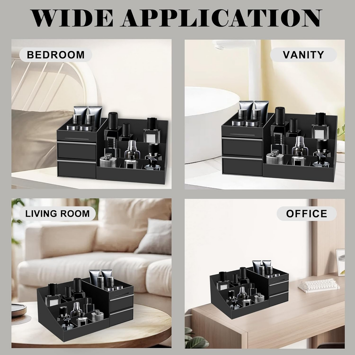 Bathroom Counter Organizer with Non-Slip Base and Multiple Compartments