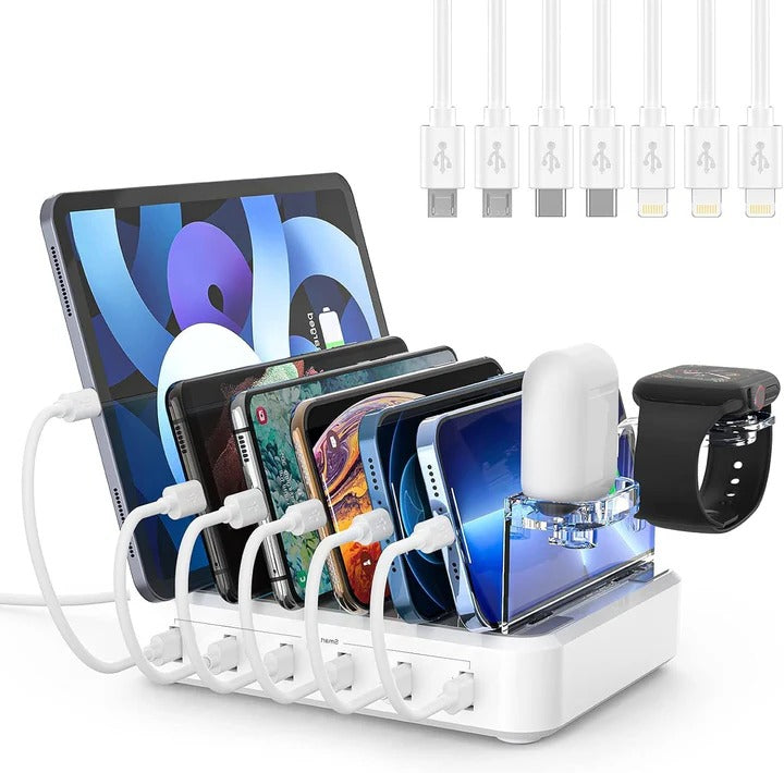 Multiple Device Charging Station Organizer with Fast USB Charging
