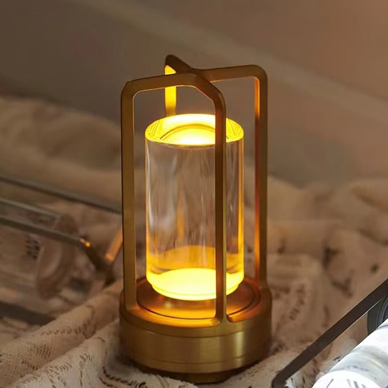 LED Crystal Lantern Lamp with Rechargeable Cordless Power and Portable Desktop Design