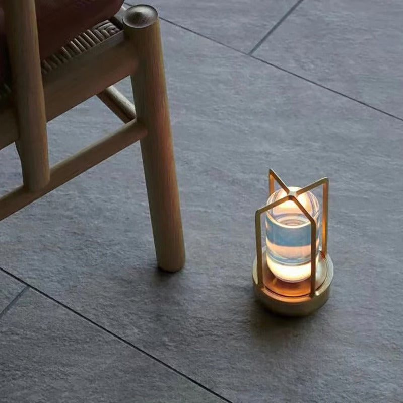 LED Crystal Lantern Lamp with Rechargeable Cordless Power and Portable Desktop Design