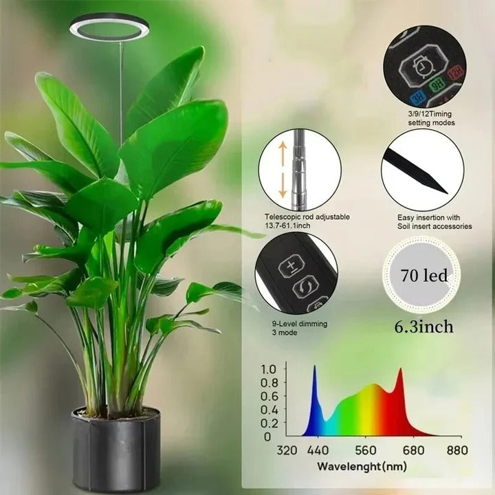 Adjustable Indoor Plant Grow Light with Timer and Height Settings