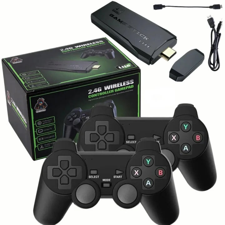 64GB Storage Game Console Stick with 2 Wireless Controllers via HDMI